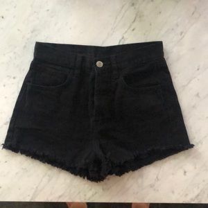 black jean shorts